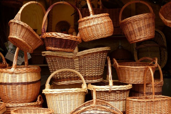 wall of baskets