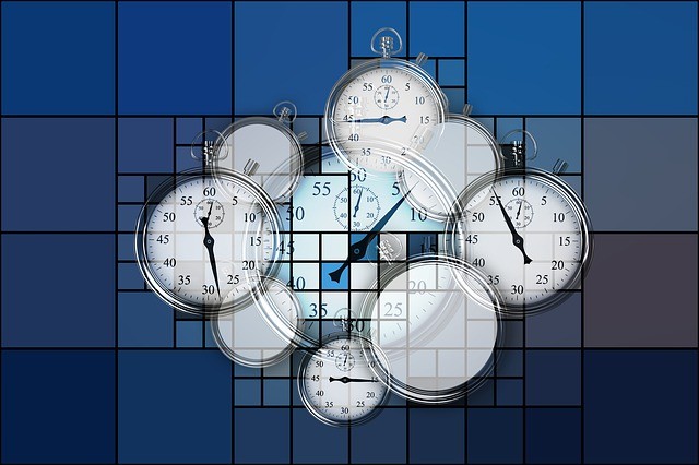 multiple clocks blue background