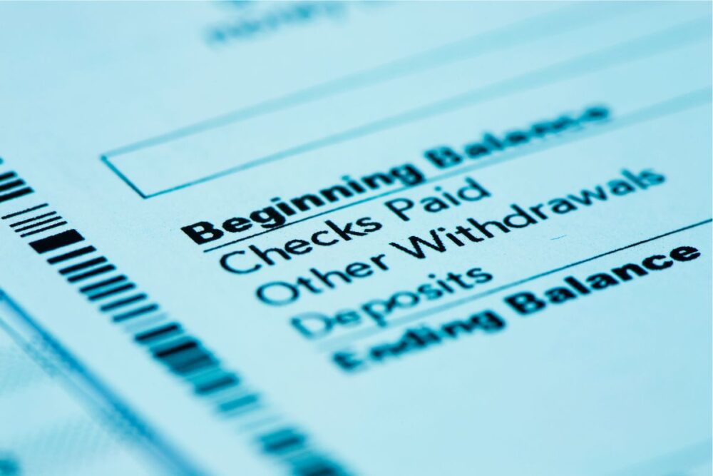 Close up banking statement