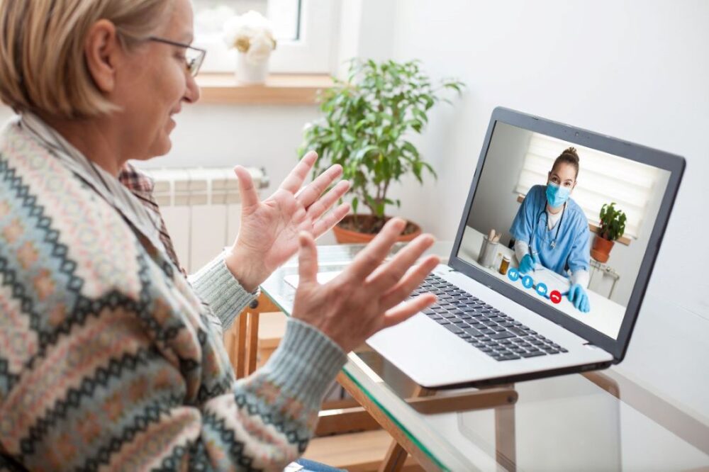 Older adult woman telemedicine visit
