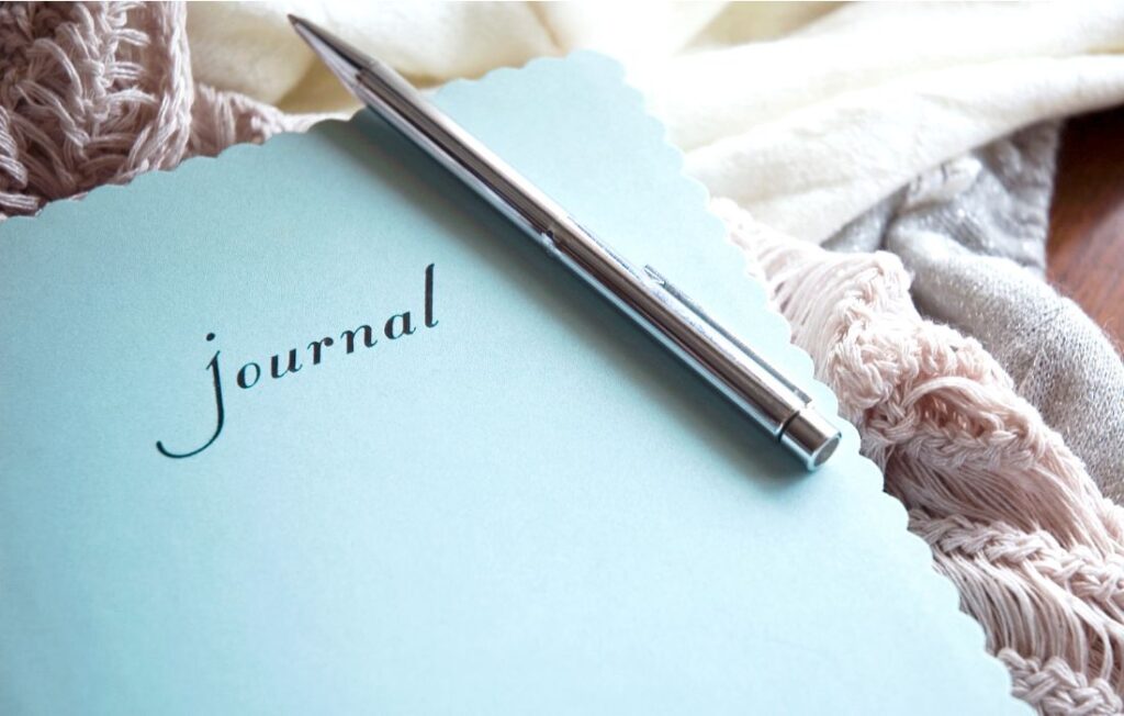 blue journal pen
