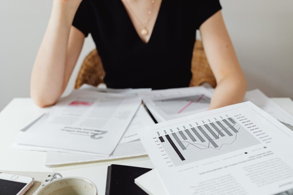 woman viewing financial statements 