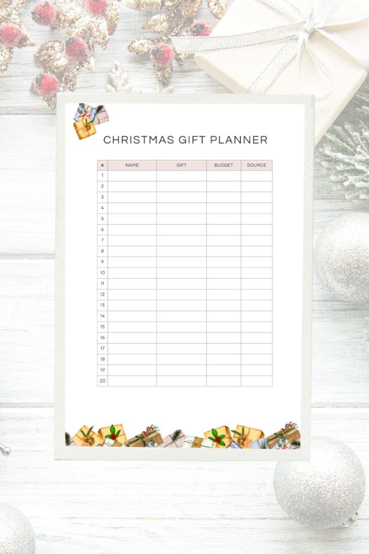 Christmas Gift Planner Holiday background