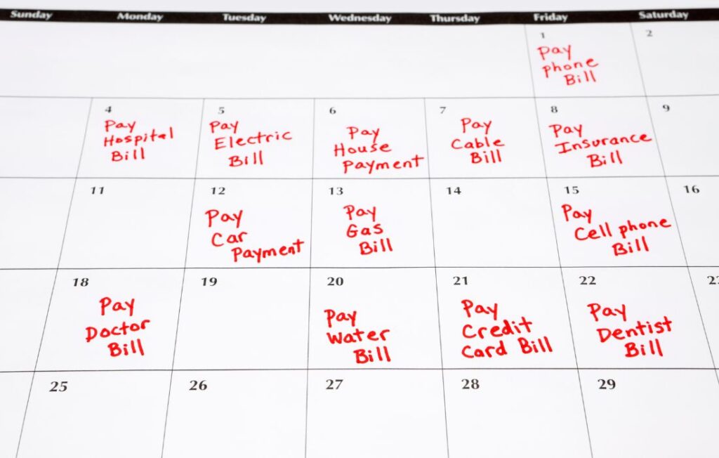 financial calendar money management 