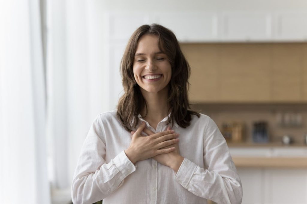 woman embracing gratitude