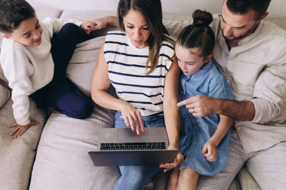 A family coming up with a personal financial forecast.