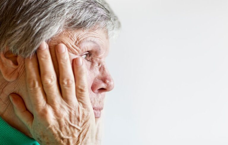 Slide view of older woman